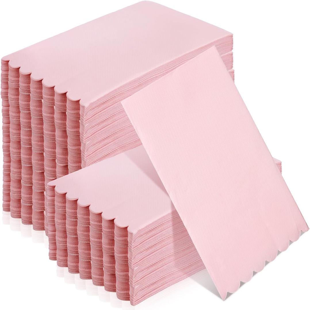Glenmal 100 Pcs Paper Disposable Napkins 2 Ply Dinner Guest Cocktail Napkins Hand Towels for Wedding Spring Birthday Party Bridal Anniversary Reception, 13 x 16 Inches (Pink)