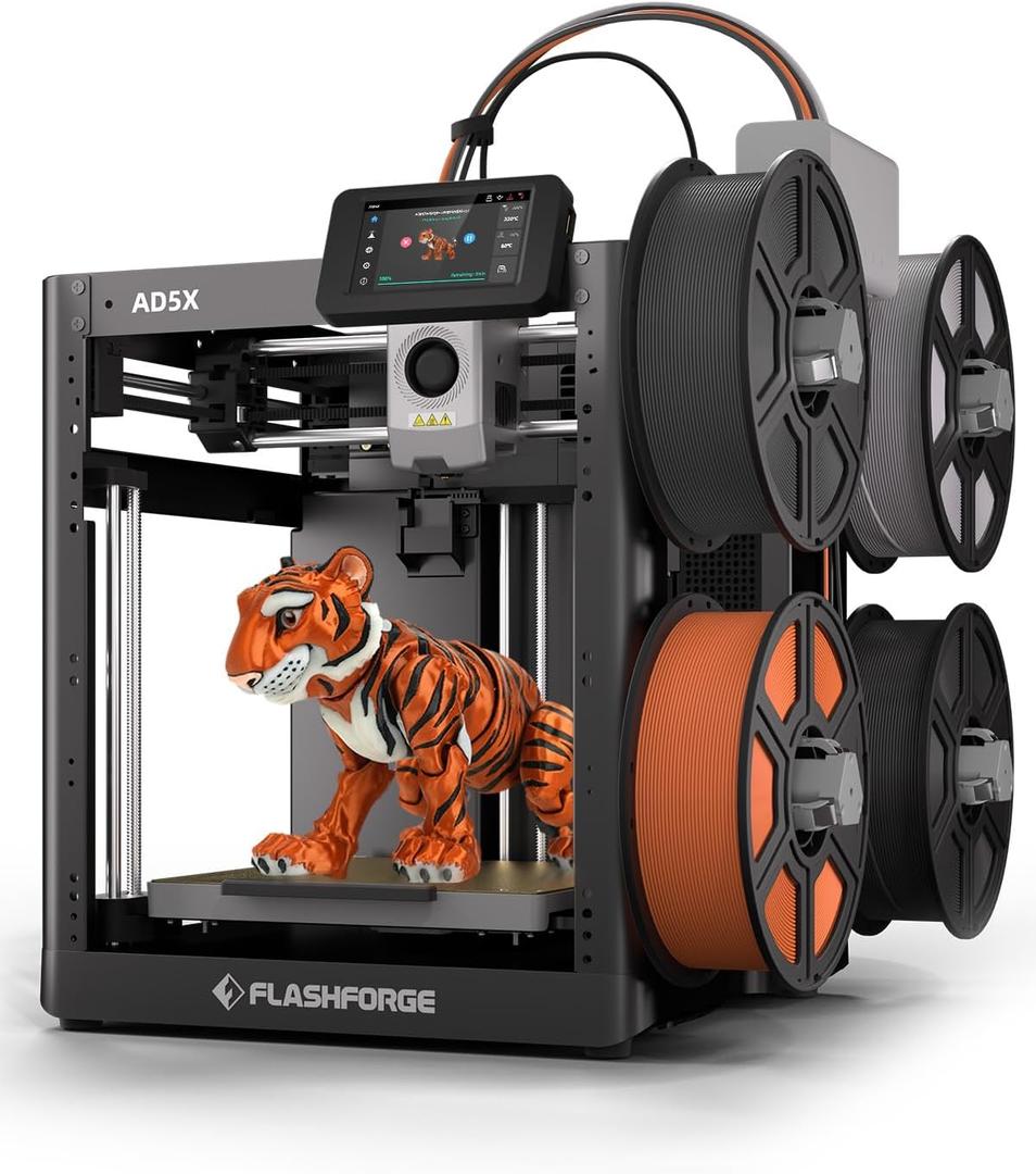 FLASHFORGE AD5X Multi-Color 3D Printer, CoreXY 600mm/s High-Speed, 1-Click Auto Leveling, 300C Direct Drive Extruder, 220x220x220mm Build Volume, Ideal for Precision and Efficiency