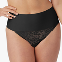 Maidenform Women's Shapewear Thong, Tummy Control Underwear , Breathable Stretch Lace Firm Control Thong Shapewear, Size L