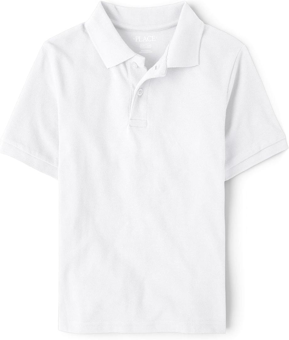 The Children's Place Boys' Uniform Short Sleeve Pique Polo (XX-Large, White)