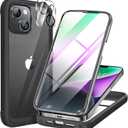 Miracase Designed for iPhone 14 Case 6.1 inch, [Built-in Tempered Glass Screen Protector] [Bubble Free] Full-Body Protective Bumper Phone Case with Camera Lens Protector, Black