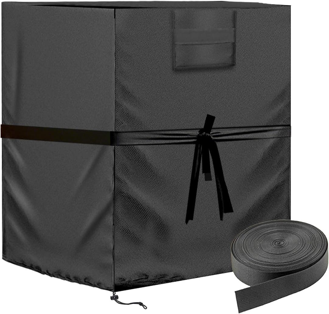 Air Conditioner Cover for Outside Units with Windproof Straps & Reinforced Buckles 420D Heavy Duty Square ac Covers Outdoor Protects HVAC Condenser From Winter Rain Snow Ice Dust Up to 24x24x30 inches