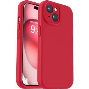 Vooii Compatible with iPhone 15 Case, Upgrade Defender Liquid Silicone, [Enhanced Camera Protection] [Soft Anti-Scratch Microfiber Lining] Shockproof Phone Case for iPhone 15 6.1 inch - Red