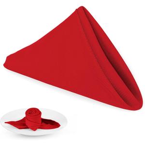 PLOYMONO Red Heavy Duty Cloth Napkins - 17 x 17 Inch Solid Washable Polyester Dinner Napkins - Set of 8 Napkins with Hemmed Edges - Great for Weddings, Parties, Banquets Dinner & More