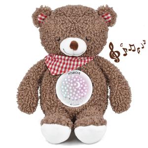 Baby Sleep Soother, White Noise Rechargeable Baby Projector Night Light, Portable Sound Machine with 18 Soothing Sounds, Plush Toy Gifts Bear for Infants with Cry Sensor
