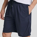 Real Essentials Pack of 1 Men's 2 in 1 Mesh 7" Running Workout Gym Shorts with Compression Liner, Navy Blue, Medium