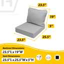 AAAAAcessories Outdoor Deep Seat Cushions, Waterproof, Fade-Resistant Patio Furniture Replacement Cushions, 23.5" x 25.5" x 5" + 23.5" x 19", Set of 2, Gray