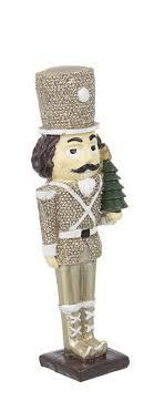 Decorative Wooden Glittered Christmas Nutcracker Soldier King with Sword or Drum