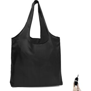 BeeGreen Reusable Grocery Shopping Bag -Travel Tote Bag - Foldable Compact Sturdy Bags (Black)