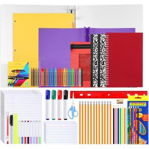 80 Pcs Back to School Supplies Kit for Second and Third Grade Students Elementary School Essentials Bundle Pack Includes Folders Notebooks Pencils Markers Crayons Pens