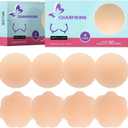 CHARMKING Pasties Nipple Covers 4 Pairs for Women, Reusable Adhesive Silicone Nipple Covers No Show (Beige)