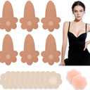 Boob Tape for Breast Lift: 3 Pairs Invisible Sticky Boobytape for Push Up & 6 Pairs Nipple Covers - Women A-H Cup (Beige)