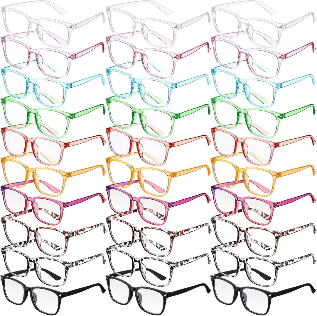 Jerify 30 Pack Blue Light Glasses for Woman Men, Fashion Bluelight Blocking Glasses for Computer Use Gaming Work, Anti Eyestrain (10 Colors)