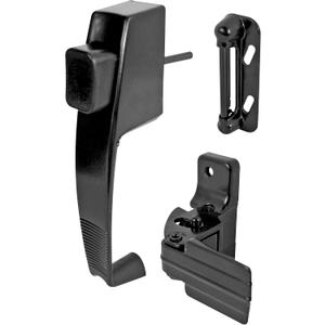 Prime-Line K 5071 Push Button Latch w/ Tie Down, Single Unit, Black Designed to Accommodate Multiple Surfaces, Complete with Night Lock, Contemporary Design (Single Pack)