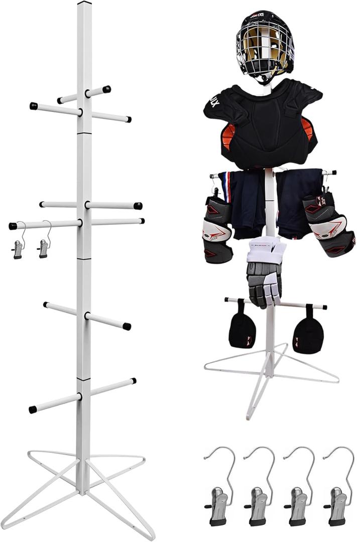 Hockey Gear Drying Rack Metal Hockey Drying Rack for Storing Adult and Child Sports Equipment 4 Additional Hanging Clips