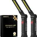 Coquimbo Tool Gifts for Men Him Dad Husband, Rechargeable LED Work Light BBQ Grill with Magnetic Base Hook, 360 Rotate Mechanic Flashlight Mens Easter Birthday Gifts (2 Pack Black)