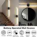 Battery Operated Wall Sconces Set of 2, Dimmable 6000mAh Rechargeable Wall Lights, LED Wall Lamp with Remote Control
