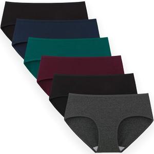 INNERSY Womens Underwear Cotton Hipster Panties Regular & Plus Size 6-Pack, Size: L
