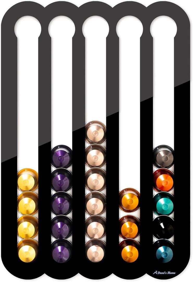 Demi's Home Magnetic Coffee Pod Holder for Nespresso Original Capsules - Suitable to be Mounted on the Fridge (Black) (Magnetic Holder)