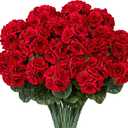 6 PCS 14" Artificial Geranium Flowers for Outdoors, Realistic Artificial Flowers UV Resistant Silk Faux Geraniums for Garden Planter Windowsills Patios Wedding Outdoor Home Decor, Red