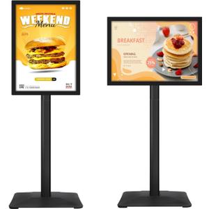 Heavy-duty Poster Stand Holder 11"x 17" Pedestal Floor Standing Sign Holder Vertical and Horizontal View Sign Display, PVC Magnetic Frame, Black