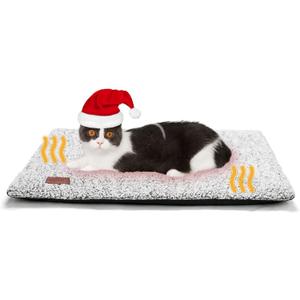Self Warming Cat Bed Self Heating Cat Dog Mat 24 x 18 inch Extra Warm Thermal Pet Pad for Indoor Outdoor Pets with Removable Cover Non-Slip Bottom Washable Non Electric (A-Light Gray)