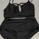 Herseas 2 Piece Bikini Set U-Wire Cutout Popular Swimsuit High Waisted Textured 2026 Summer Beach Swim Bathing Suits (Small, Black)