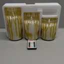 Homemory Christmas Flickering Flameless Candles with Remote Timer, Gold Deer Battery Operated Candles, Glass Real Wax LED Pillar Candles for Home Holiday Decor, Set of 3 (3"x4"5"6")