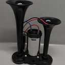 600DB Super Loud Train Horns, 12V Waterproof Air Horns Replacement Kit, Car Air Electric Double Horns With Compressor, Automotive Accessories Universal for Car, Motorcycle, Truck, Bike, Boat Black (2