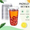 50 Pcs Clear Strawless Plastic Lids Fits for 12, 16, 20 and 24 oz Cups Disposable PET Sipper Cup Lids for Iced Coffee Milkshake Party Supplies (Transparent,95mm)