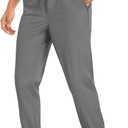 Men's Sweatpants Athletic Pants Joggers with Zipper Pockets Lightweight Quick Dry Workout Track Pants for Gym Running (Gray, L)