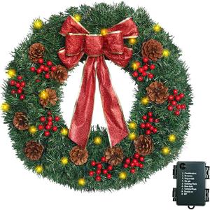 Artificial Christmas Wreath - Christmas Decorations - Norfolk Pine Wreath for Door,Fireplace,Wall,Windows,Indoor Outdoor -Christmas Wreaths for Front Door - Holiday Decor