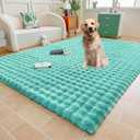 Sky Blue Rabbit Plush Area Rug for Bedroom Living Room Sofa,8'X10' Faux Fur Fluffy Shaggy Rectangular Square Rug for Kids Teen Girls Room,Furry Carpet Rug for Nursery Baby Room Decor for Teenage