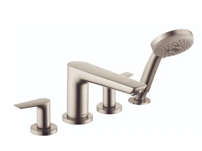 hansgrohe Talis E Modern 2-Handle 20-inch Wide Roman Tub Filler Freestanding Bathtub Faucetand Shower Set in Brushed Nickel, 71744821