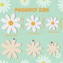 Thyle 6 Pcs Daisy Wall Decor Wooden Daisy Art Flowers Wall Signs Hanging Plaque for Home Nursery Bedroom Farmhouse Bathroom Decorations Housewarming Gifts (Elegant Style,Yellow,White)