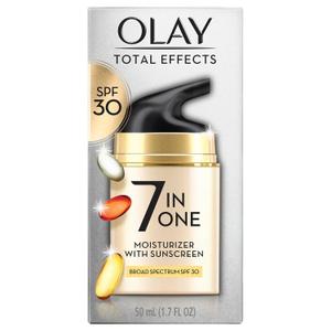 Olay Facial Moisturizing Lotion SPF 30 Total Effects for Dry Skin, 7 Benefits including Minimize Pores, AntiAging, 1.7 oz