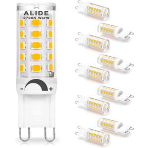 ALIDE G9 Led Bulbs Dimmable 3W Replace 20W 25W 30W Halogen Equivalent,2700K Soft Warm White, AC120V G9 Clear T4 Bi-pin Led Bulbs for Chandelier Pendant Wall Home Lighting,300LM,360 Deg,10Pack