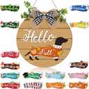 Glenmal 16 Pcs Seasonal Interchangeable Dachshund Door Decor Cute Replaceable Easter Welcome Sign Seasonal Farmhouse Front Door Signs Wood Home Sign (Brown)
