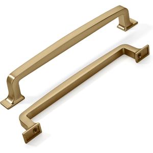 KHTUMEWARE 10 Pack 6-1/4 Inch Cabinet Handles - Brushed Brass & Gold Kitchen Cabinet Hardware with Drawer Handles