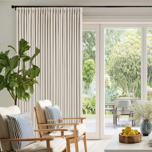 Pinch Pleated Blackout 102 Inch Curtains 70 Inch Wide Linen Dual Layer Soundproof Farmhouse Bedroom Window Curtains for Living Room Cream Natural Hooks Rings Back Tab 100% Black Out Drapes 1 Panel Natural, 70"W x 102"L (Pack of 1)