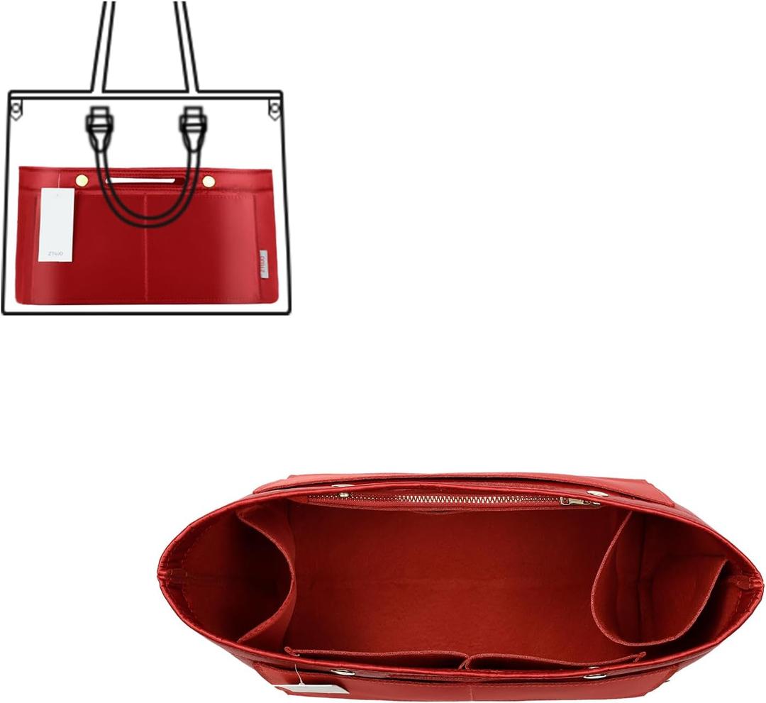 ZTUJO Purse Organizer Insert For Handbag & Tote Shaper,Tote Bag Organizer Insert For Speedy Neverful, 6 Sizes (Large,Silky Red)