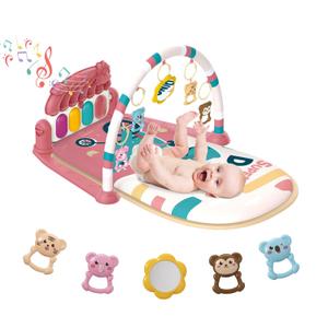 dearlomum Play Mat & Activity Gym, Piano Tummy Time Gym Mat with 5 Infant Sensory Toys, Music and Lights, Gifts for Newborns 012 Months (Pink)