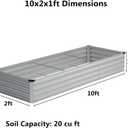 zunatu 10x2x1ft(2 Pack) Galvanized Raised Garden Bed,Outdoor Planter Boxes Metal Patio Kit Planting Bed for Vegetables Flowers,Silver