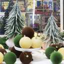 Senjie 18 PCS Velvet Ornaments Balls Sets for Christmas Tree 3.15inch Multicolor Flocked Christmas Balls Assortment for Xmas Tree Holiday Decor (Brown,Green and Khaki Each 6pcs)