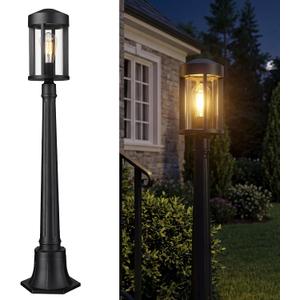 zeyu Outdoor Pole Light, with Pole Mount Base, 40.2 Inch, ZW118PL BK, Large