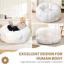 Flower Bean Bag Chair for Teens and Young Adults, Soft Faux Fur Floor Seating with Memory Foam, Aesthetic Room Decor Cozy Lounger for College Dorm, White, Large