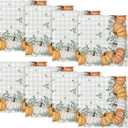Horaldaily Fall Cloth Napkins 18 x 18 Inch, Thanksgiving Autumn Harvest Orange Pumpkin Buffalo Plaid Party Dinner Decoration Washable Napkins Set of 8
