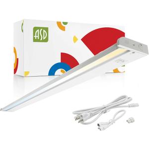 ASD Swivel LED Under Cabinet Lighting, 48 Inch 24W, Hardwired or Plug-in, 2700K/3000K/4000K, Hi/Low Switch, Rotatable Lens, Dimmable Linkable Under Counter Light for Kitchen, ETL & Energy Star (1 Pack)