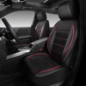 CAR PASS Air Mesh Leather Car Seat Covers Front Seats, Breathable Two Front Seat Covers for Cars, Comfortable Universal Fit for SUV Truck Sedan Automotive, Anti-Slip Airbag Compatible,Black and Red