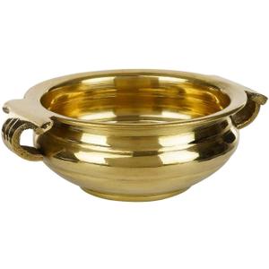 PARIJAT HANDICRAFT Ethnic Design Decorative Brass Urli Traditional Bowl Showpiece 4 Inch Width, Golden